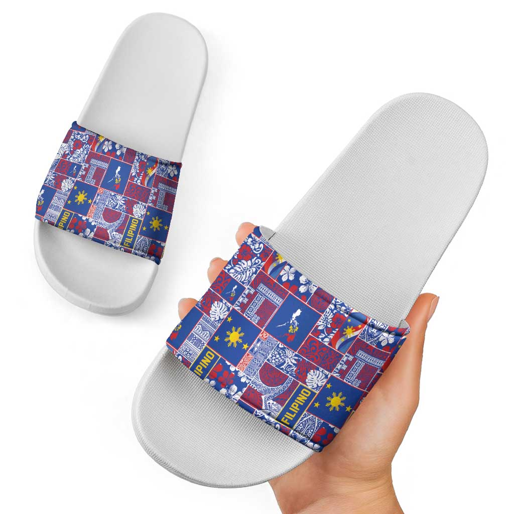 Filipino Maligayang Pasko Slide Sandals Pacific Patchwork Xmas Vibes - Polynesian Pride