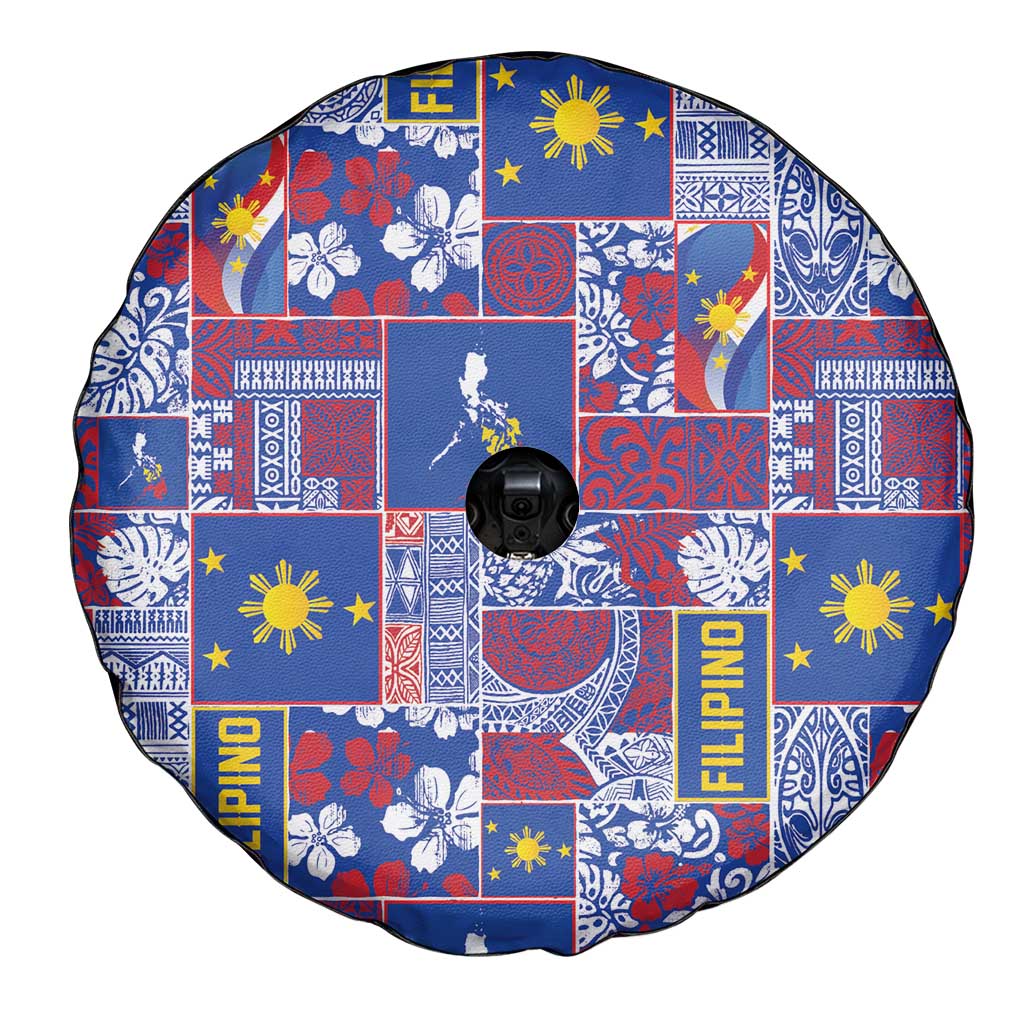 Filipino Maligayang Pasko Spare Tire Cover Pacific Patchwork Xmas Vibes - Polynesian Pride
