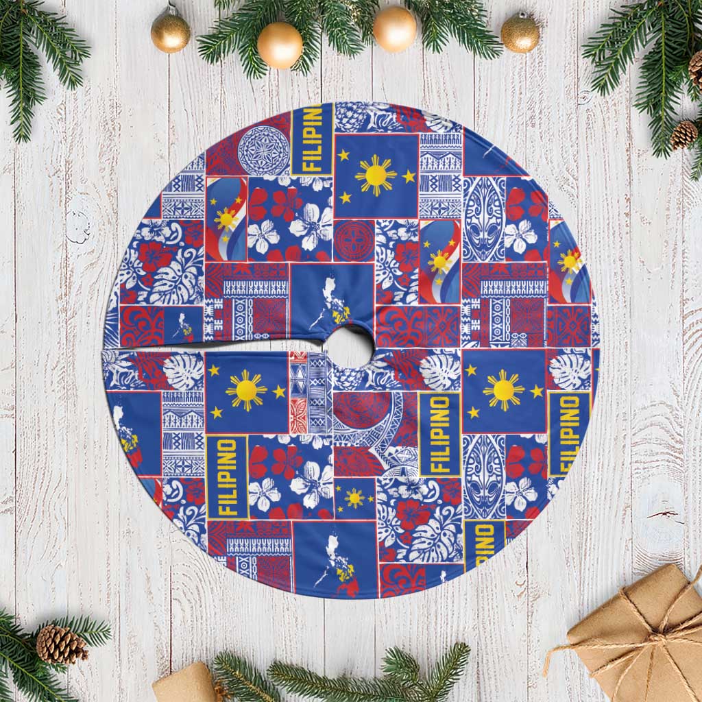 Filipino Maligayang Pasko Tree Skirt Pacific Patchwork Xmas Vibes - Polynesian Pride