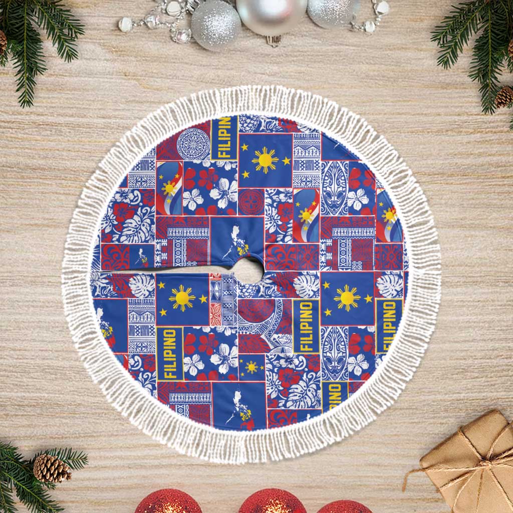 Filipino Maligayang Pasko Tree Skirt Pacific Patchwork Xmas Vibes - Polynesian Pride