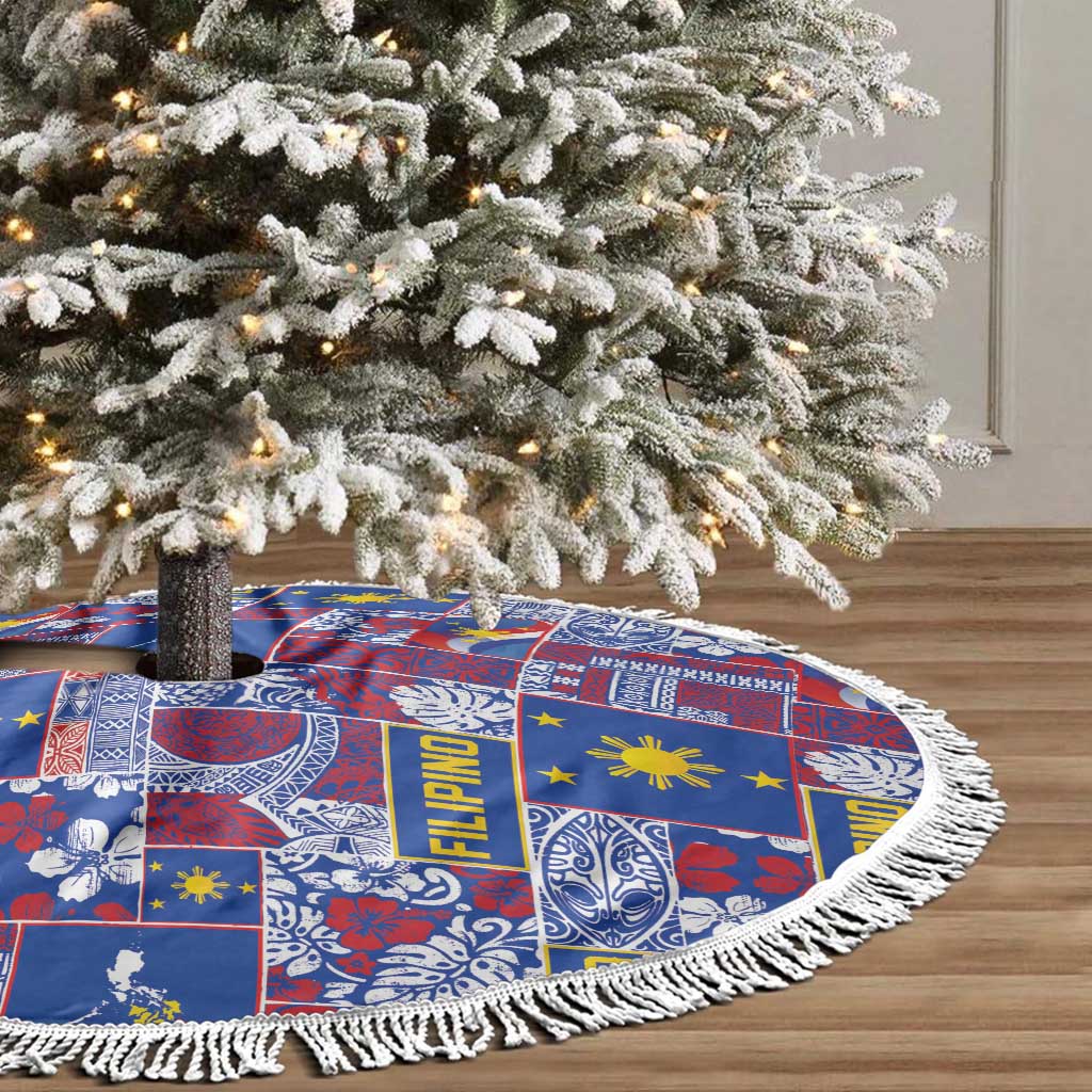 Filipino Maligayang Pasko Tree Skirt Pacific Patchwork Xmas Vibes - Polynesian Pride
