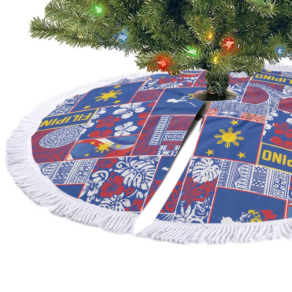Filipino Maligayang Pasko Tree Skirt Pacific Patchwork Xmas Vibes - Polynesian Pride