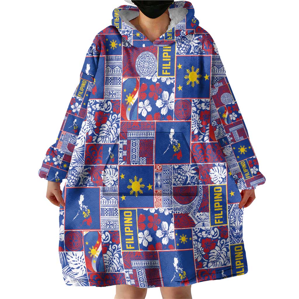 Filipino Maligayang Pasko Wearable Blanket Hoodie Pacific Patchwork Xmas Vibes LT9 - Polynesian Pride