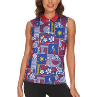 Filipino Maligayang Pasko Women Sleeveless Polo Shirt Pacific Patchwork Xmas Vibes - Polynesian Pride