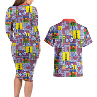 New Caledonia Joyeux Noel Couples Matching Long Sleeve Bodycon Dress and Hawaiian Shirt Pacific Patchwork Xmas Vibes - Polynesian Pride