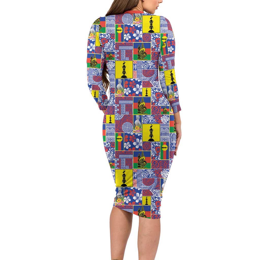 New Caledonia Joyeux Noel Family Matching Long Sleeve Bodycon Dress and Hawaiian Shirt Pacific Patchwork Xmas Vibes - Polynesian Pride