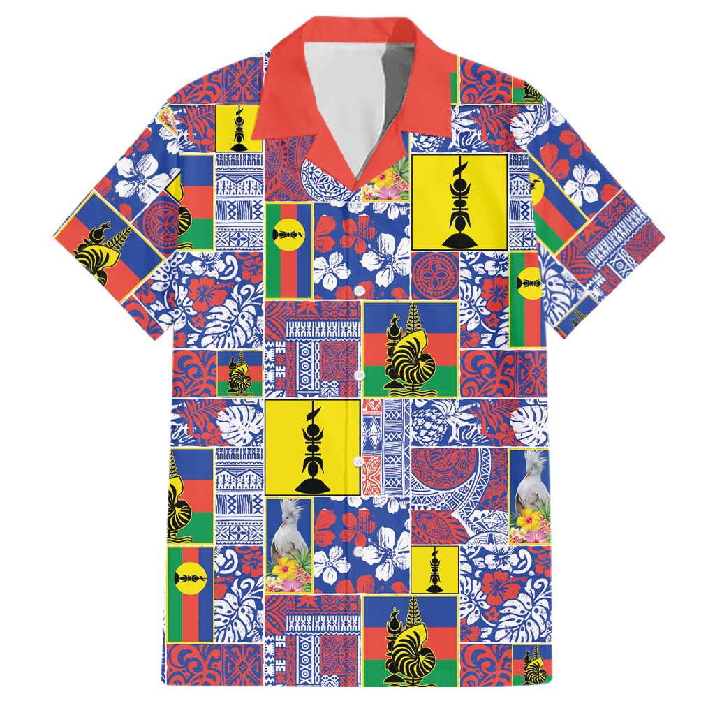 New Caledonia Joyeux Noel Family Matching Off Shoulder Short Dress and Hawaiian Shirt Pacific Patchwork Xmas Vibes - Polynesian Pride