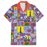New Caledonia Joyeux Noel Family Matching Off Shoulder Short Dress and Hawaiian Shirt Pacific Patchwork Xmas Vibes - Polynesian Pride