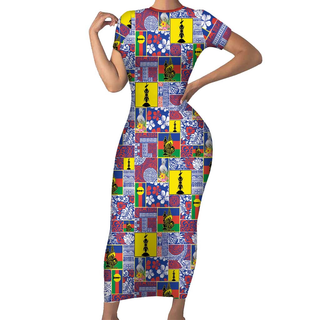 New Caledonia Joyeux Noel Family Matching Short Sleeve Bodycon Dress and Hawaiian Shirt Pacific Patchwork Xmas Vibes - Polynesian Pride