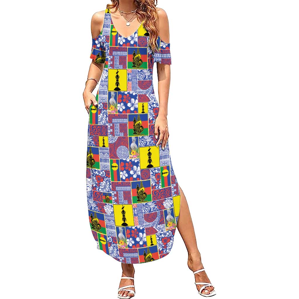 New Caledonia Joyeux Noel Family Matching Summer Maxi Dress and Hawaiian Shirt Pacific Patchwork Xmas Vibes - Polynesian Pride