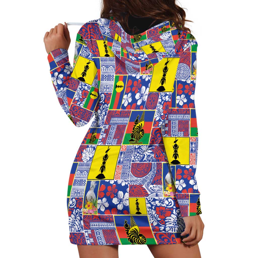 New Caledonia Joyeux Noel Hoodie Dress Pacific Patchwork Xmas Vibes - Polynesian Pride