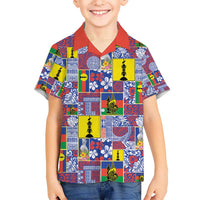 New Caledonia Joyeux Noel Kid Hawaiian Shirt Pacific Patchwork Xmas Vibes - Polynesian Pride