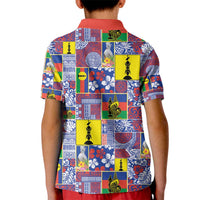New Caledonia Joyeux Noel Kid Polo Shirt Pacific Patchwork Xmas Vibes - Polynesian Pride