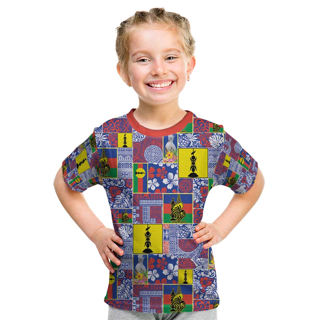 New Caledonia Joyeux Noel Kid T Shirt Pacific Patchwork Xmas Vibes - Polynesian Pride