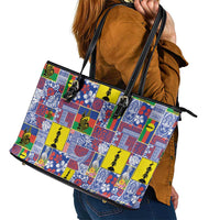 New Caledonia Joyeux Noel Leather Tote Bag Pacific Patchwork Xmas Vibes - Polynesian Pride