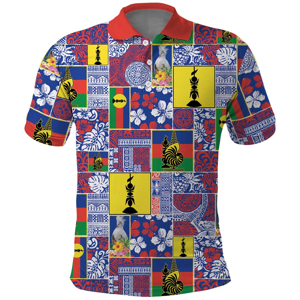 New Caledonia Joyeux Noel Polo Shirt Pacific Patchwork Xmas Vibes - Polynesian Pride