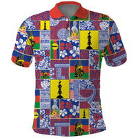 New Caledonia Joyeux Noel Polo Shirt Pacific Patchwork Xmas Vibes - Polynesian Pride
