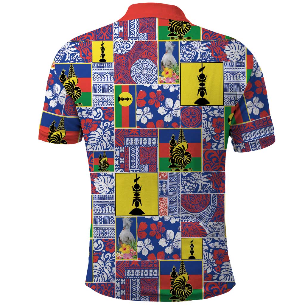 New Caledonia Joyeux Noel Polo Shirt Pacific Patchwork Xmas Vibes - Polynesian Pride