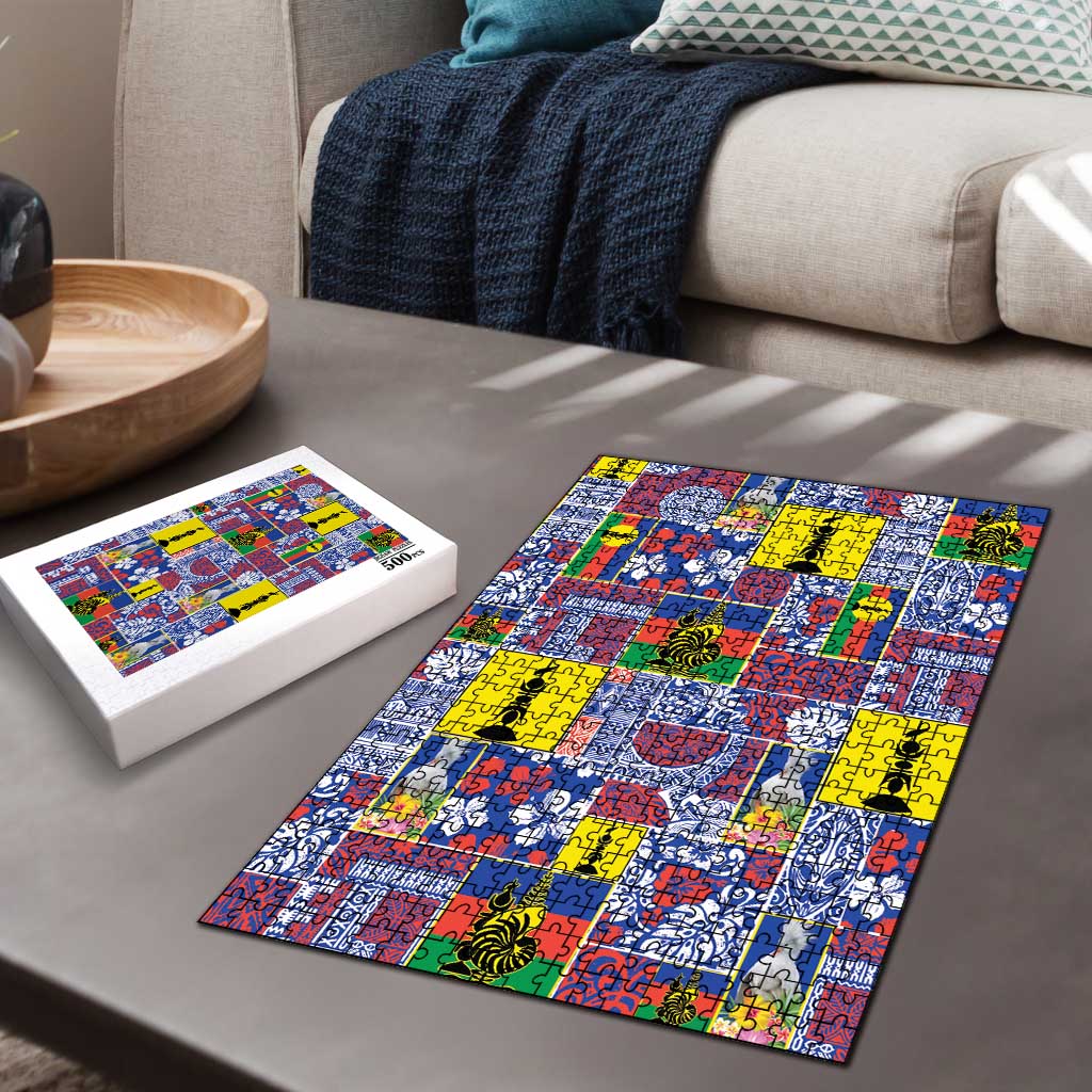 New Caledonia Joyeux Noel Puzzle Pacific Patchwork Xmas Vibes - Polynesian Pride
