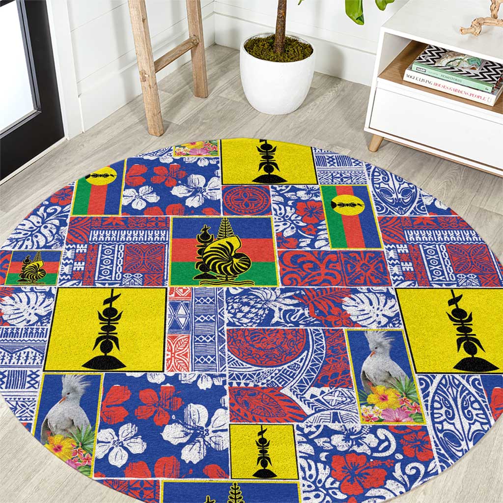New Caledonia Joyeux Noel Round Carpet Pacific Patchwork Xmas Vibes - Polynesian Pride