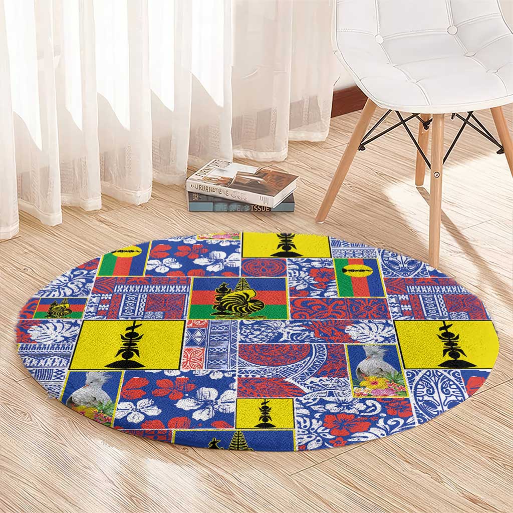 New Caledonia Joyeux Noel Round Carpet Pacific Patchwork Xmas Vibes - Polynesian Pride
