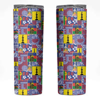 New Caledonia Joyeux Noel Skinny Tumbler Pacific Patchwork Xmas Vibes - Polynesian Pride