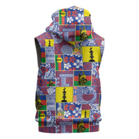 New Caledonia Joyeux Noel Sleeveless Zip Hoodie Pacific Patchwork Xmas Vibes - Polynesian Pride