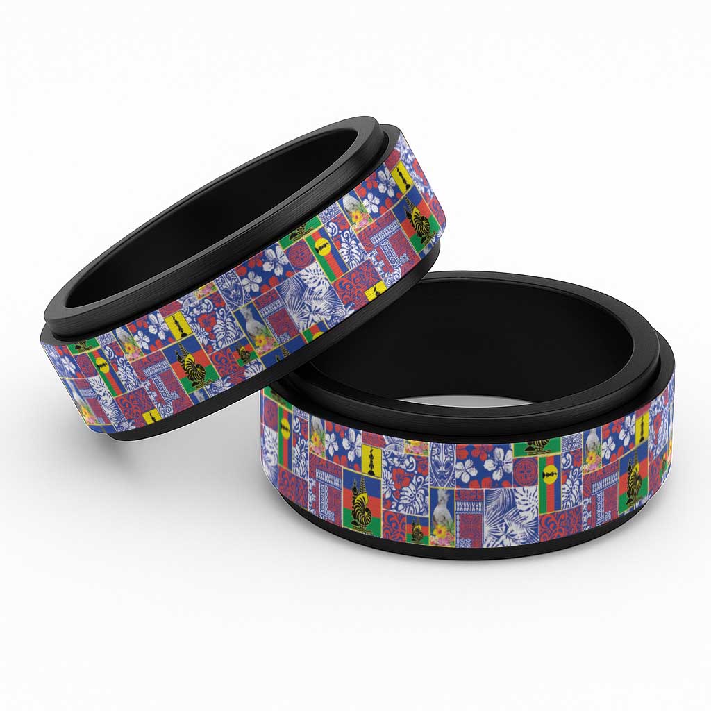 New Caledonia Joyeux Noel Spinner Ring Pacific Patchwork Xmas Vibes - Polynesian Pride