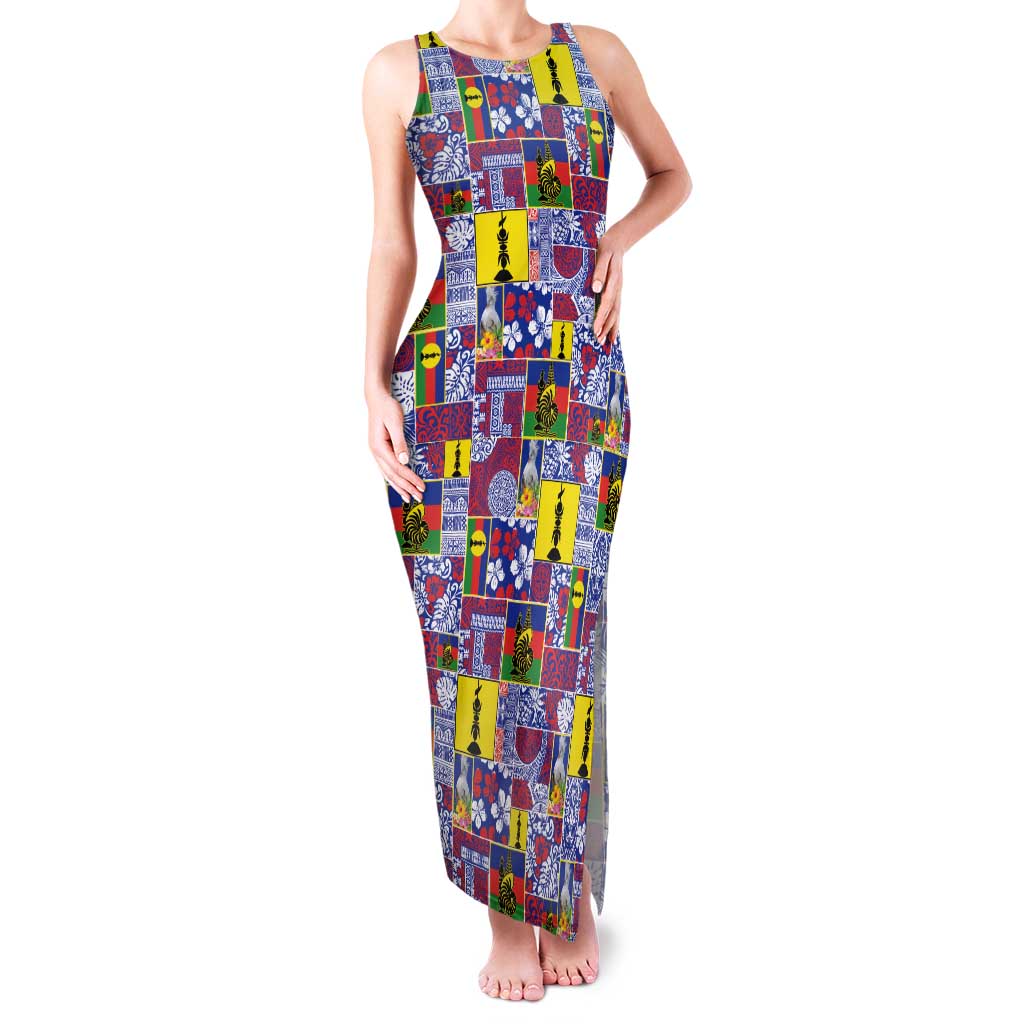 New Caledonia Joyeux Noel Tank Maxi Dress Pacific Patchwork Xmas Vibes - Polynesian Pride