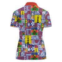 New Caledonia Joyeux Noel Women Polo Shirt Pacific Patchwork Xmas Vibes - Polynesian Pride