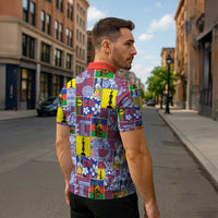 New Caledonia Joyeux Noel Zipper Polo Shirt Pacific Patchwork Xmas Vibes - Polynesian Pride