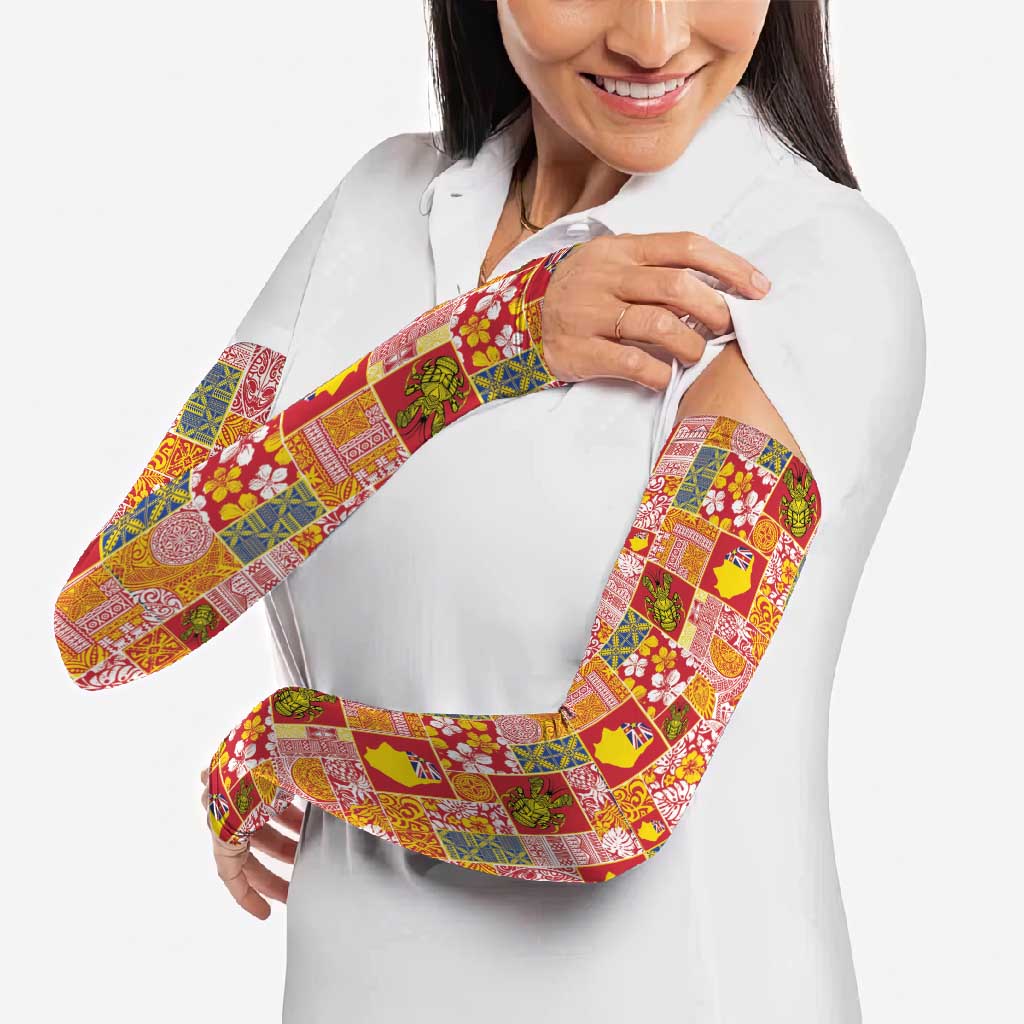 Niue Monuina e Kilisimasi Arm Sleeves Pacific Patchwork Xmas Vibes - Polynesian Pride