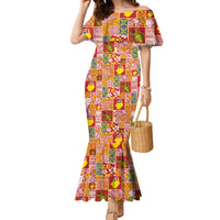 Niue Monuina e Kilisimasi Family Matching Mermaid Dress and Hawaiian Shirt Pacific Patchwork Xmas Vibes - Polynesian Pride