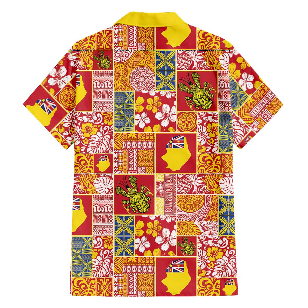 Niue Monuina e Kilisimasi Family Matching Off The Shoulder Long Sleeve Dress and Hawaiian Shirt Pacific Patchwork Xmas Vibes - Polynesian Pride