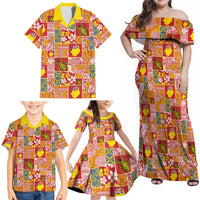 Niue Monuina e Kilisimasi Family Matching Off Shoulder Maxi Dress and Hawaiian Shirt Pacific Patchwork Xmas Vibes - Polynesian Pride