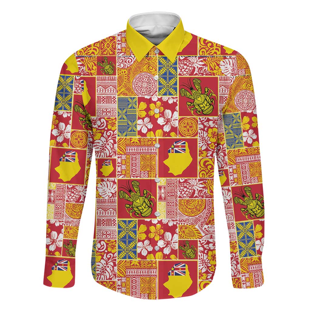 Niue Monuina e Kilisimasi Family Matching Off Shoulder Maxi Dress and Hawaiian Shirt Pacific Patchwork Xmas Vibes - Polynesian Pride