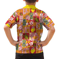 Niue Monuina e Kilisimasi Family Matching Off Shoulder Short Dress and Hawaiian Shirt Pacific Patchwork Xmas Vibes - Polynesian Pride