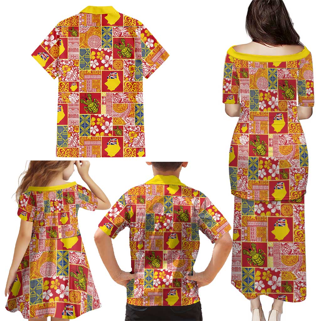Niue Monuina e Kilisimasi Family Matching Puletasi and Hawaiian Shirt Pacific Patchwork Xmas Vibes - Polynesian Pride