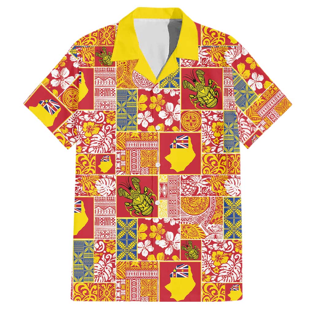 Niue Monuina e Kilisimasi Family Matching Short Sleeve Bodycon Dress and Hawaiian Shirt Pacific Patchwork Xmas Vibes - Polynesian Pride