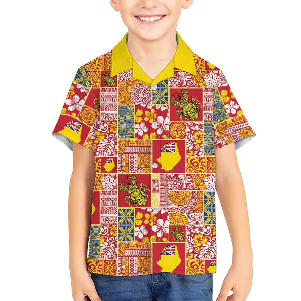 Niue Monuina e Kilisimasi Family Matching Short Sleeve Bodycon Dress and Hawaiian Shirt Pacific Patchwork Xmas Vibes - Polynesian Pride