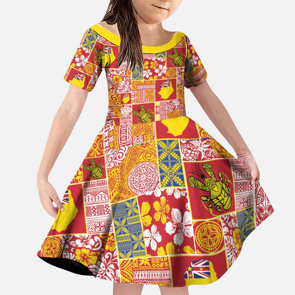 Niue Monuina e Kilisimasi Family Matching Summer Maxi Dress and Hawaiian Shirt Pacific Patchwork Xmas Vibes - Polynesian Pride