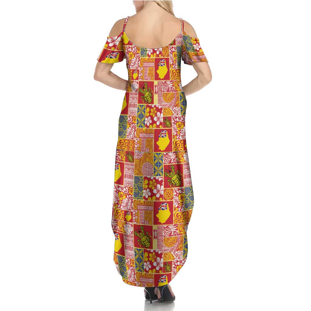 Niue Monuina e Kilisimasi Family Matching Summer Maxi Dress and Hawaiian Shirt Pacific Patchwork Xmas Vibes - Polynesian Pride