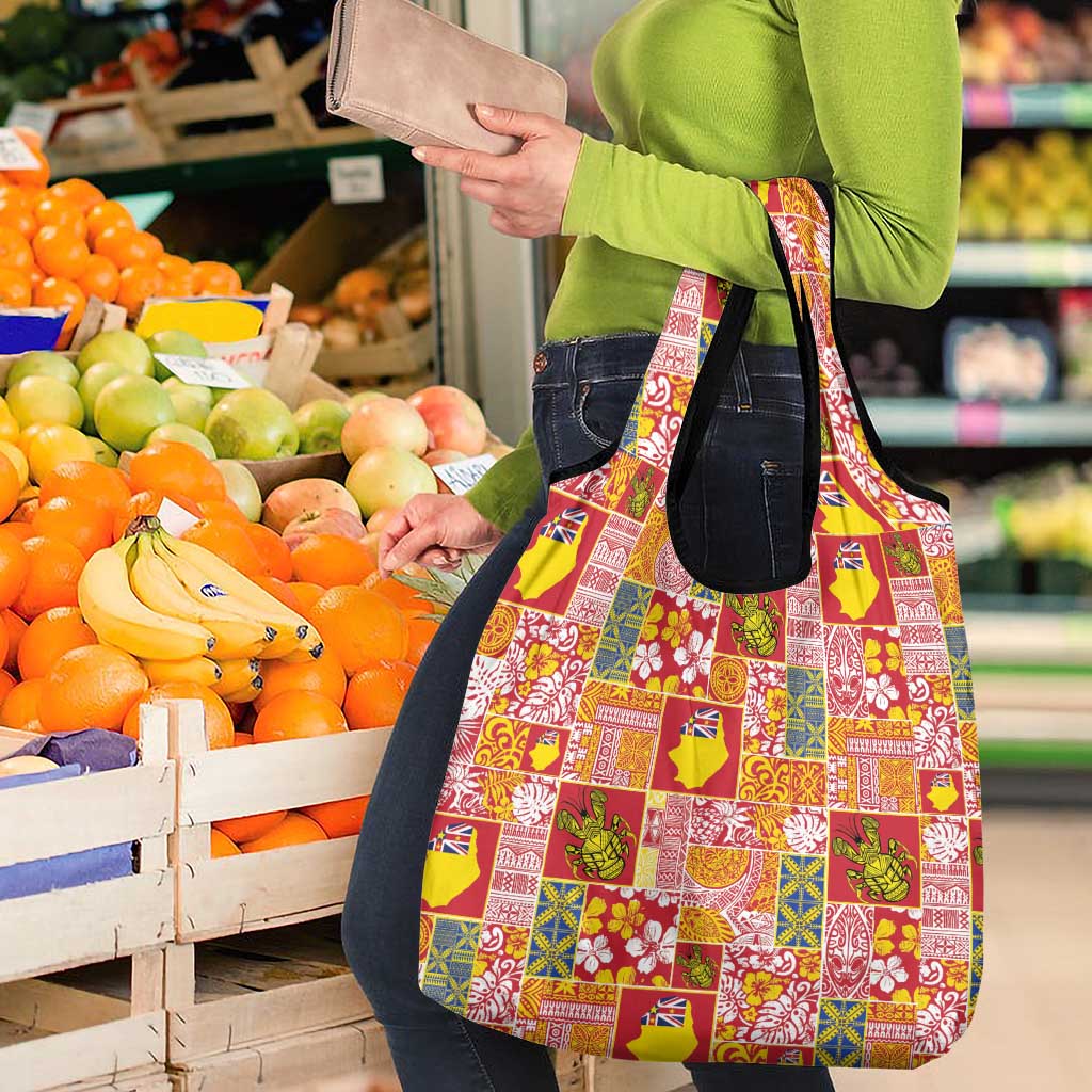 Niue Monuina e Kilisimasi Grocery Bag Pacific Patchwork Xmas Vibes - Polynesian Pride