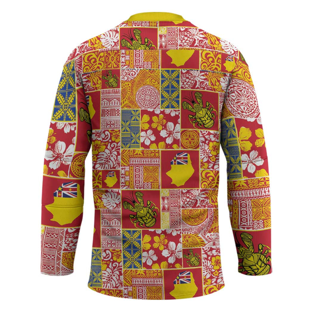 Niue Monuina e Kilisimasi Hockey Jersey Pacific Patchwork Xmas Vibes - Polynesian Pride