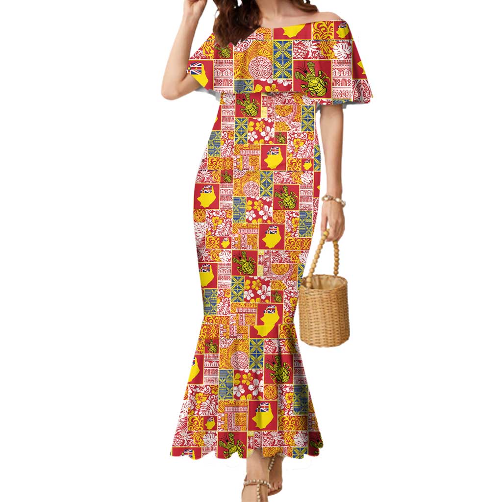 Niue Monuina e Kilisimasi Mermaid Dress Pacific Patchwork Xmas Vibes - Polynesian Pride