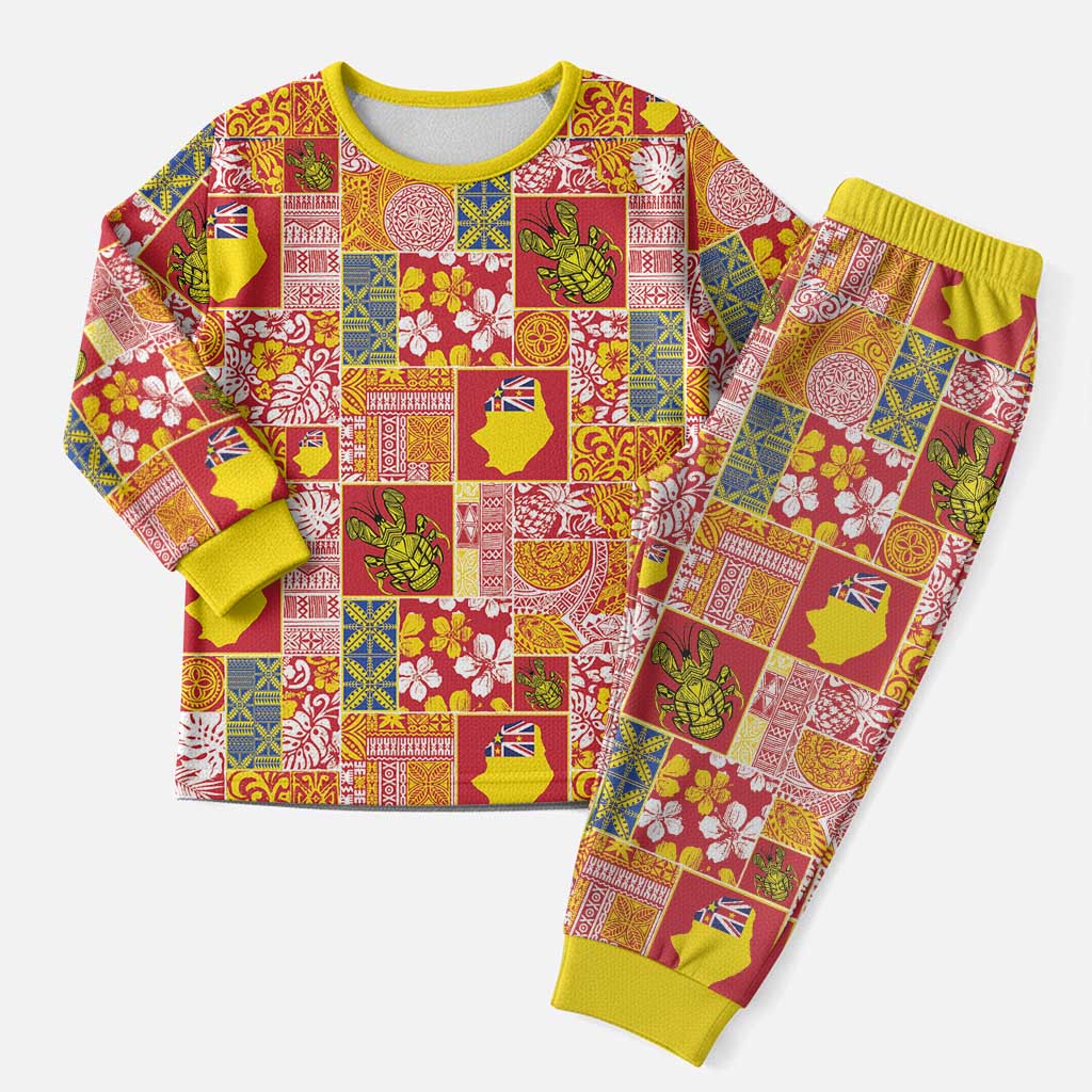 Niue Monuina e Kilisimasi Christmas Pajama Set Pacific Patchwork Xmas Vibes - Polynesian Pride