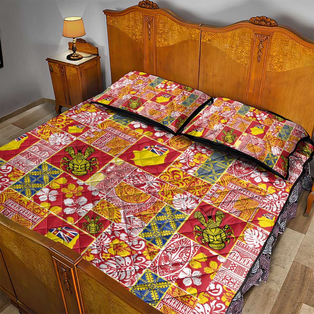Niue Monuina e Kilisimasi Quilt Bed Set Pacific Patchwork Xmas Vibes - Polynesian Pride