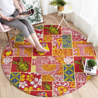 Niue Monuina e Kilisimasi Round Carpet Pacific Patchwork Xmas Vibes - Polynesian Pride