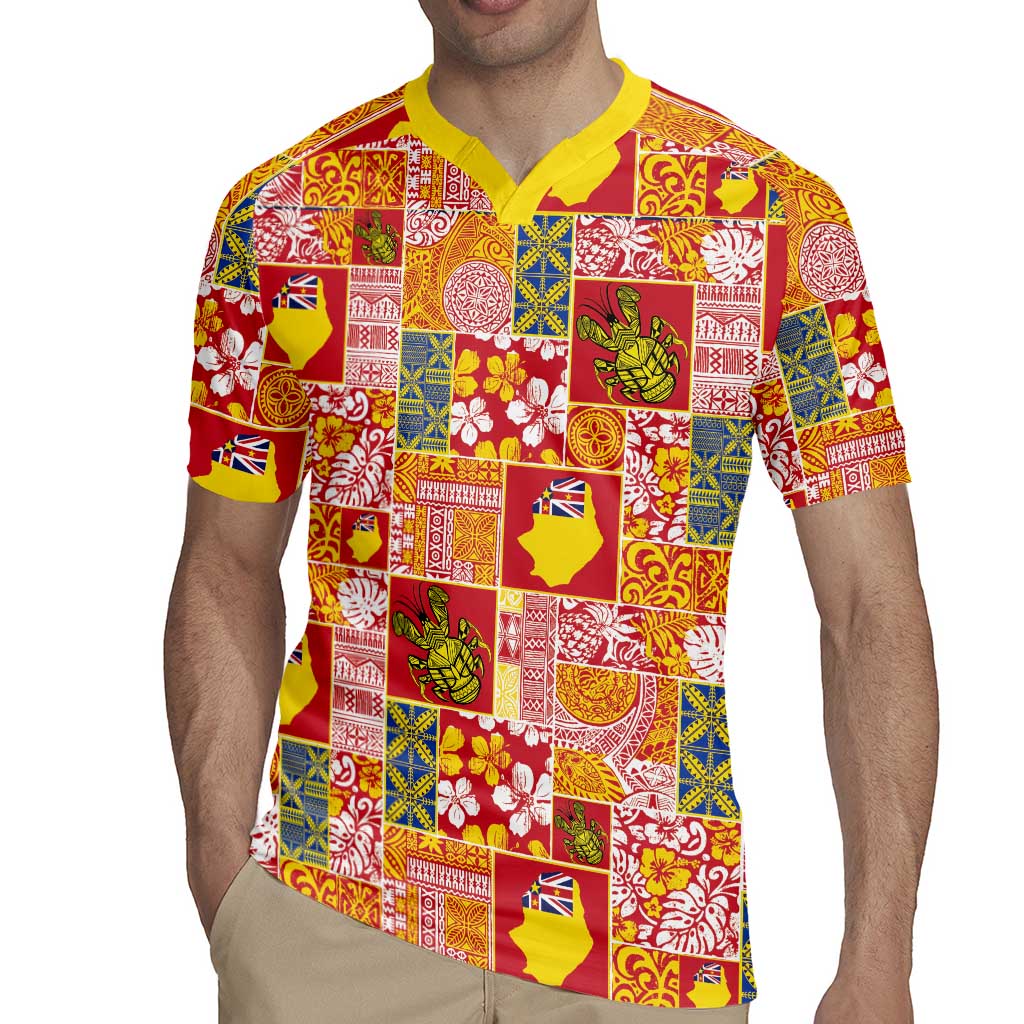 Niue Monuina e Kilisimasi Rugby Jersey Pacific Patchwork Xmas Vibes - Polynesian Pride