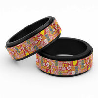 Niue Monuina e Kilisimasi Spinner Ring Pacific Patchwork Xmas Vibes - Polynesian Pride